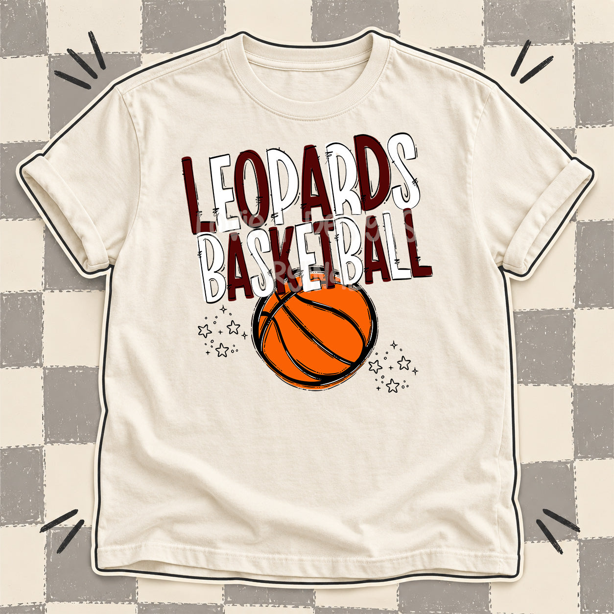 Team Go Basketball Mascots Leopards Maroon White design