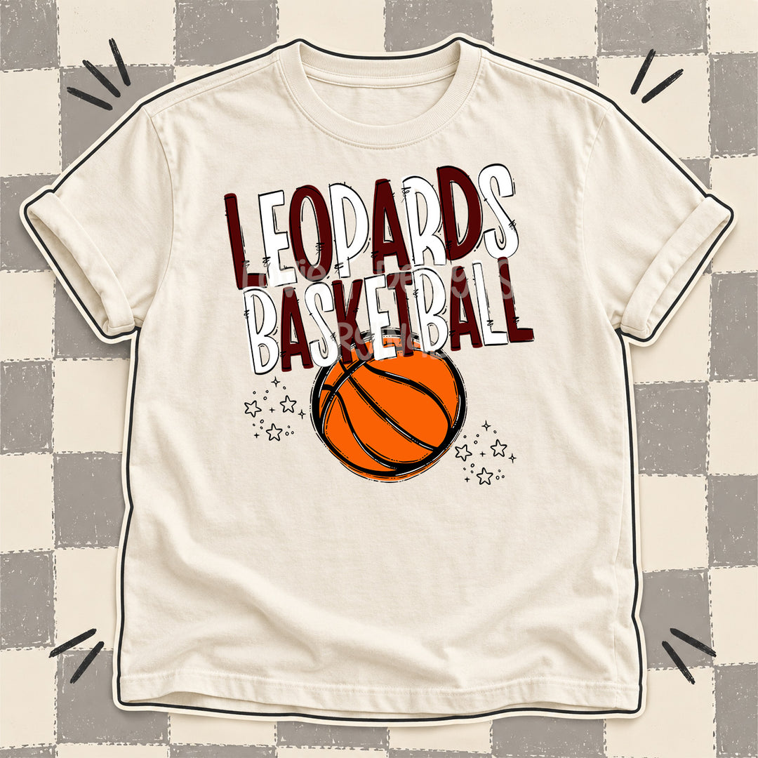 Leopards Maroon White Team Go Basketball Mascots DTF transfer
