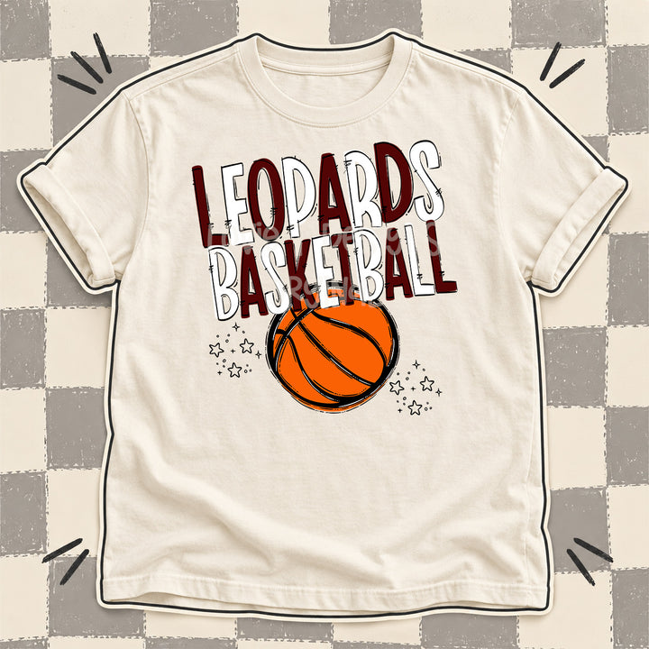 Leopards Maroon White Team Go Basketball Mascots DTF transfer