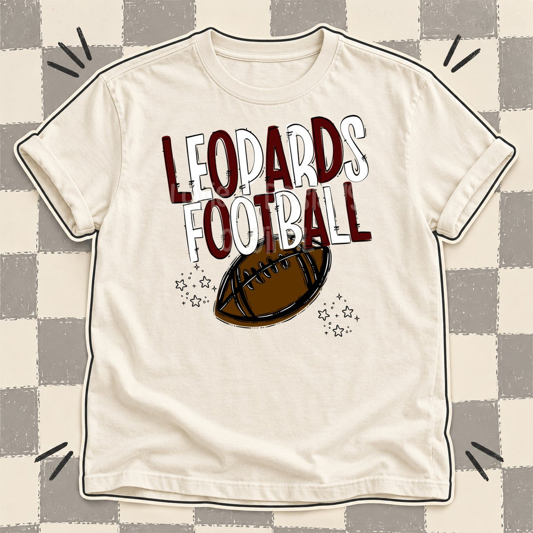 Leopards Maroon White Team Go Football Mascots DTF transfer mockup