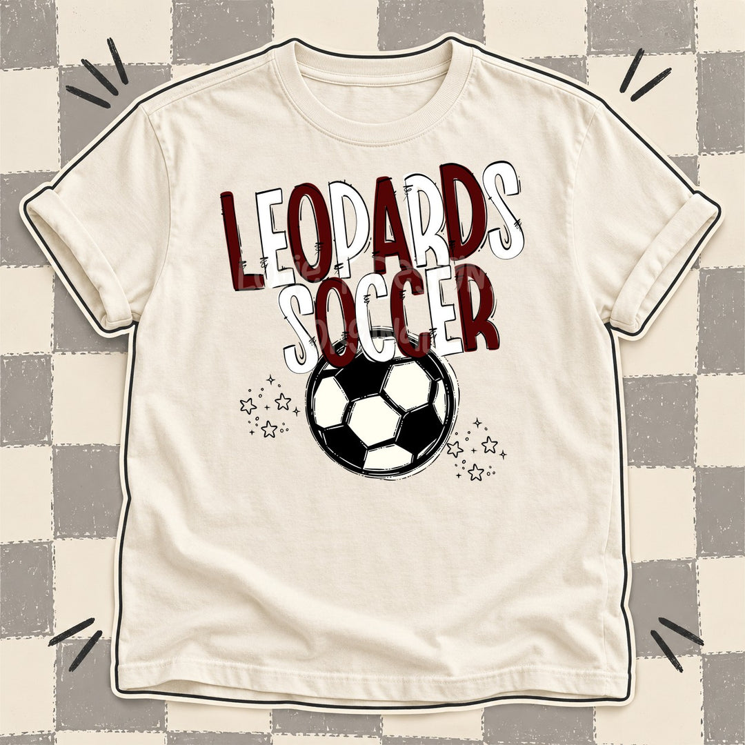 Leopards Maroon White Team Go Soccer Mascots DTF transfer mockup