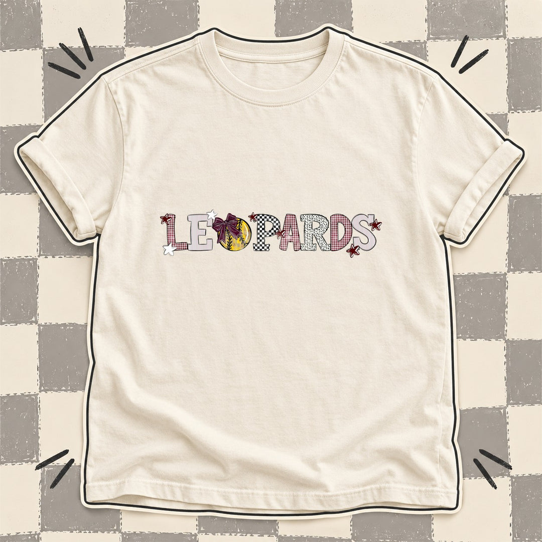 Leopards Maroon White Mixed Doodle Softball Mascots – Mascot Colors DTF transfer mockup