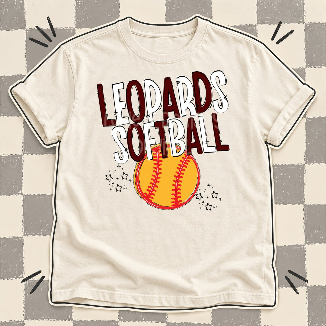 Leopards Maroon White Team Go Softball Mascots DTF transfer mockup
