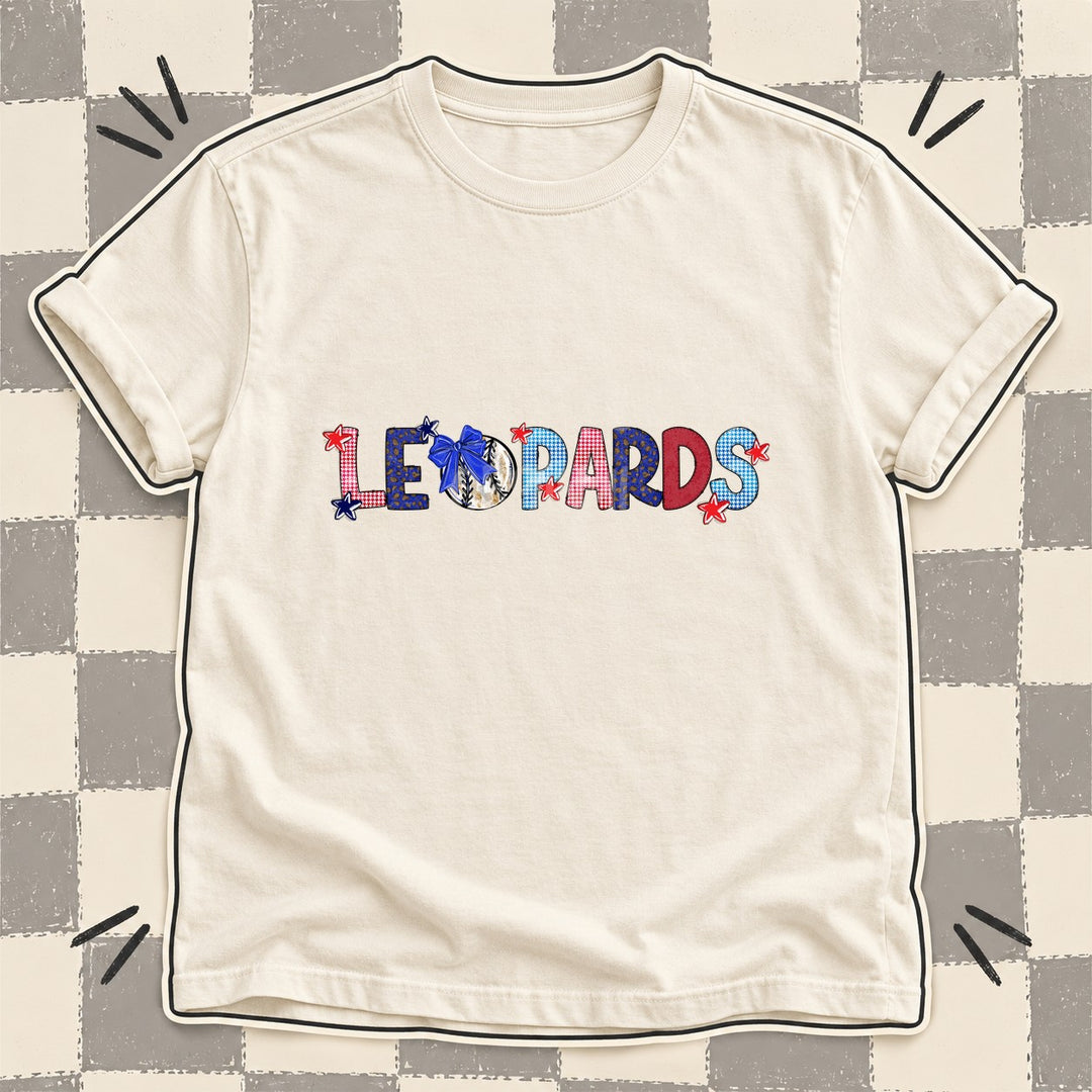 Leopards Mixed Doodle Baseball Mascots – Red and Royal DTF transfer mockup