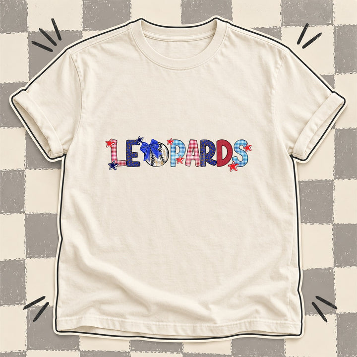Leopards Mixed Doodle Baseball Mascots – Red and Royal DTF transfer mockup