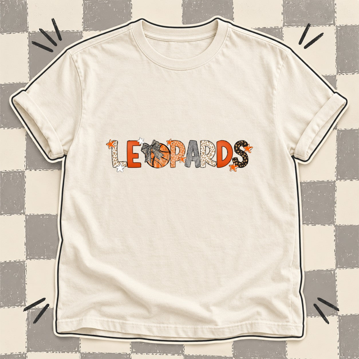 Mixed Doodle Basketball Mascots – Orange and Brown Leopards design