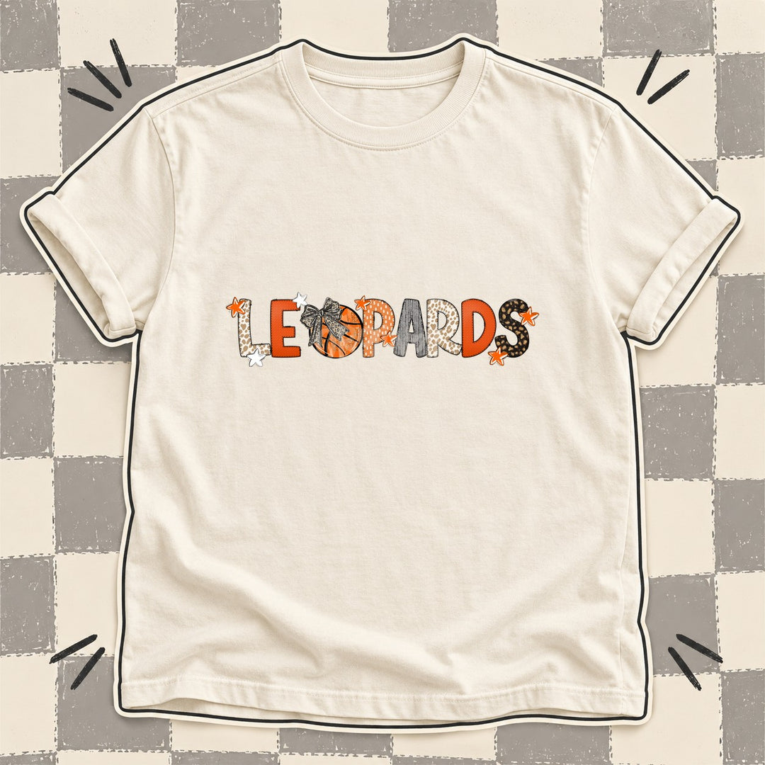 Leopards Mixed Doodle Basketball Mascots – Orange and Brown DTF transfer mockup