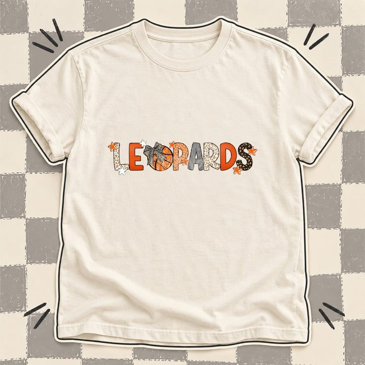 Leopards Mixed Doodle Basketball Mascots – Orange and Brown DTF transfer mockup