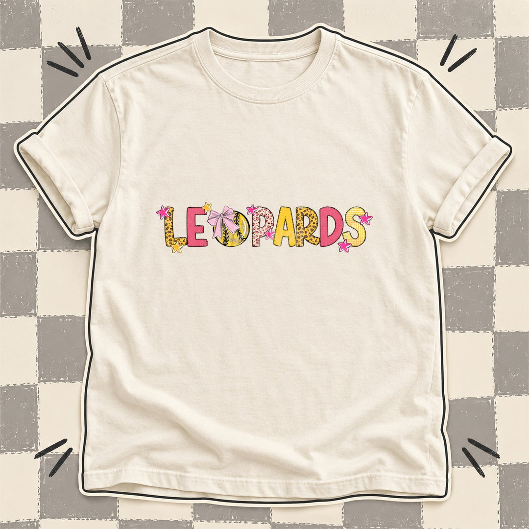 Leopards Mixed Doodle Softball Mascots – Sunshine Leopard DTF transfer mockup