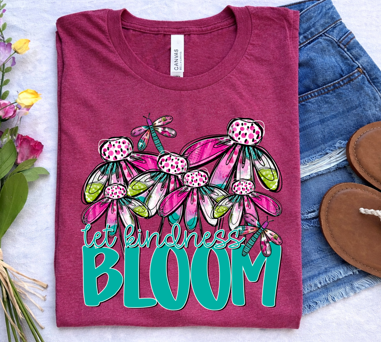 Let Kindness Bloom DTF transfer design