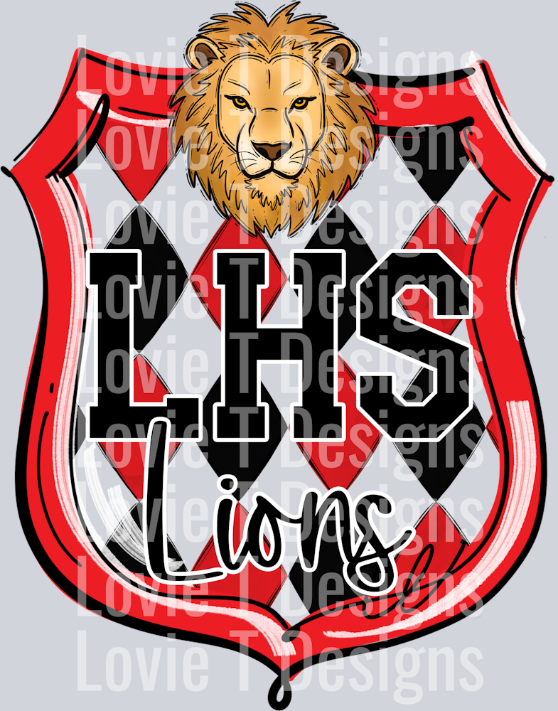 LHS LIONS RED SCHOOL CREST MASCOTS MASTER