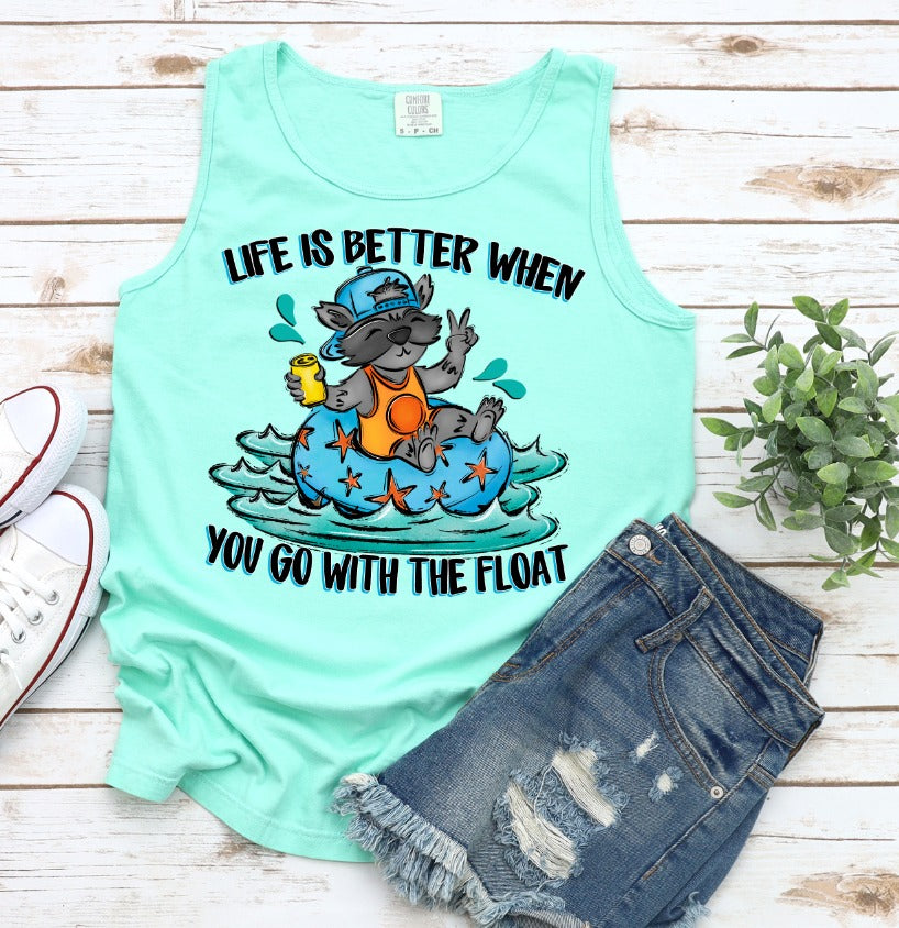 Life Is Better When You Go with the Float Blue summer DTF transfer design