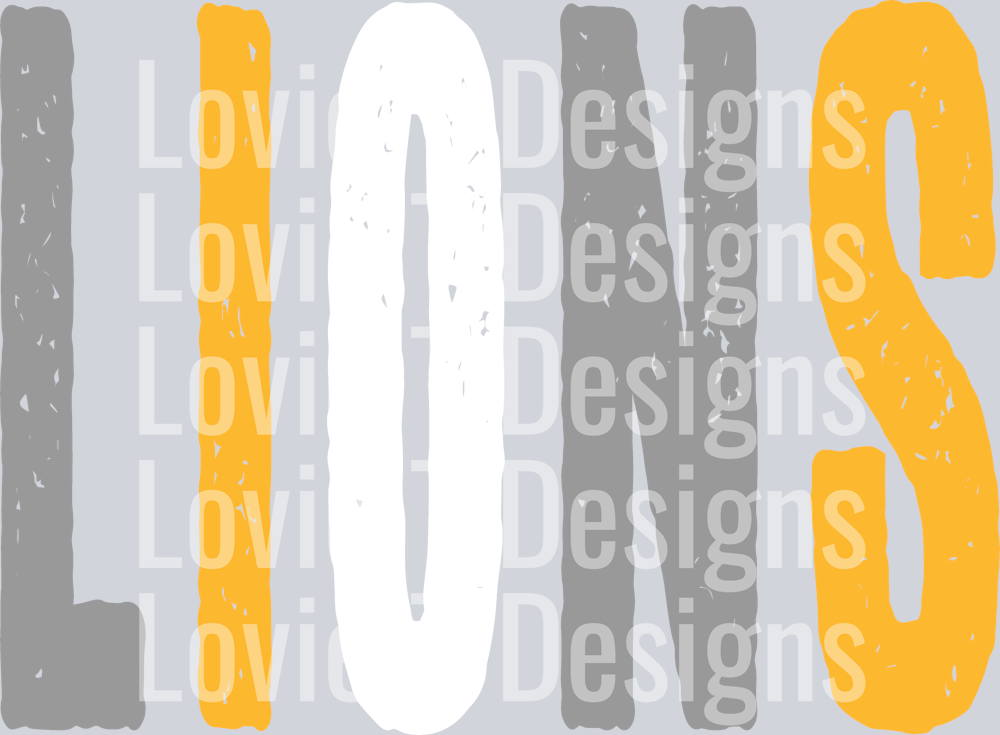 LIONS LIGHT GRAY YELLOW GOLD AND WHITE OVERISIZED GRUNGE MASCOT