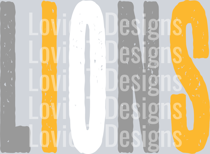 LIONS LIGHT GRAY YELLOW GOLD AND WHITE OVERISIZED GRUNGE MASCOT
