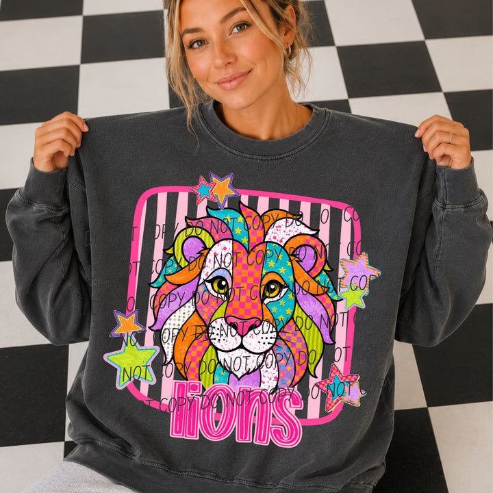 Lions Funky Fresh mascot DTF transfer