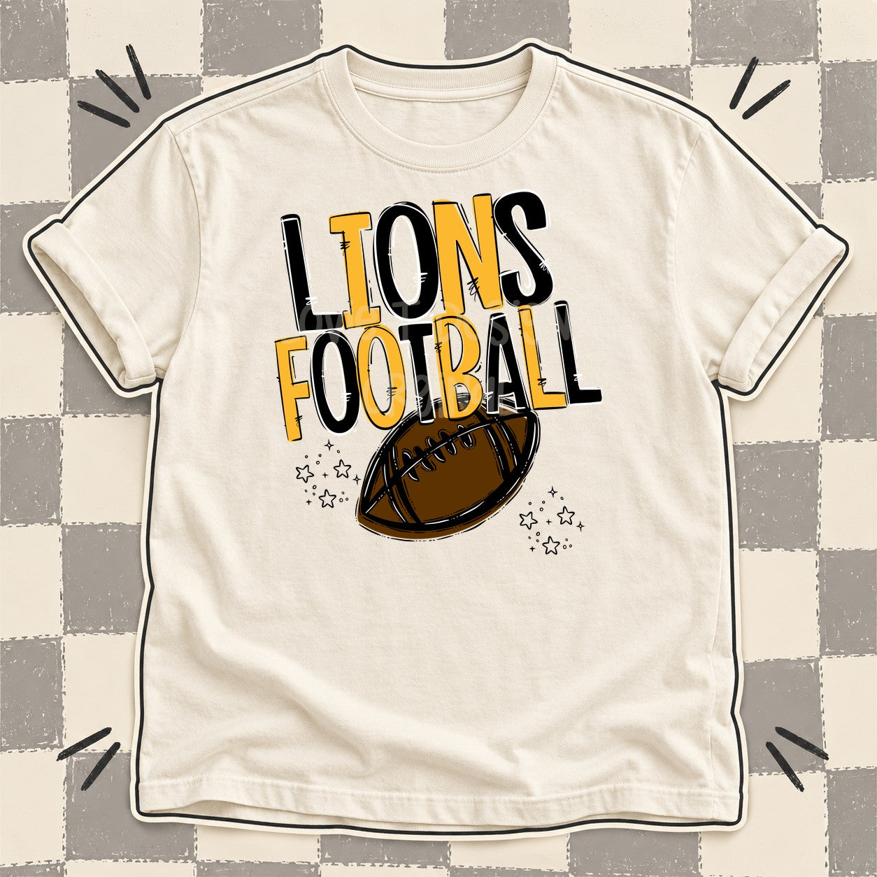 Team Go Football Mascots Lions Black Yellow Gold design