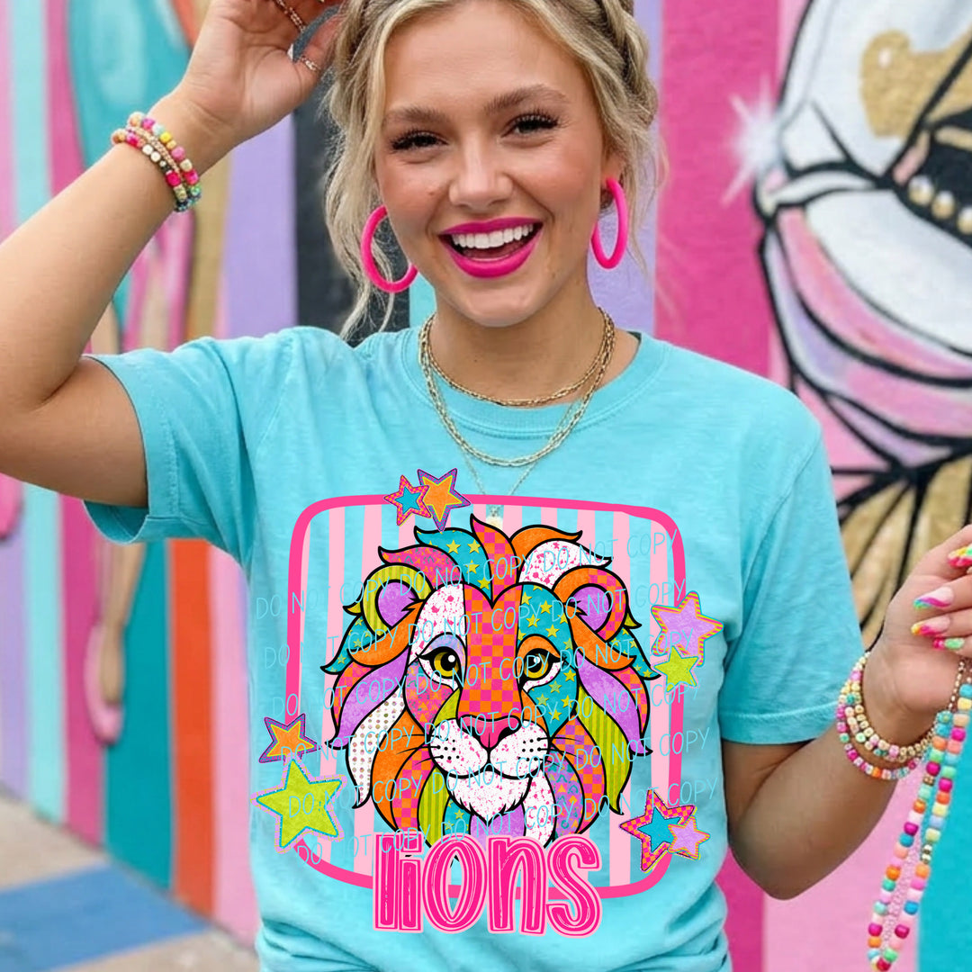 Lions Funky Fresh mascot DTF transfer