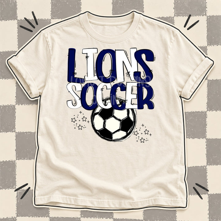 Lions Navy White Team Go Soccer Mascots DTF transfer mockup