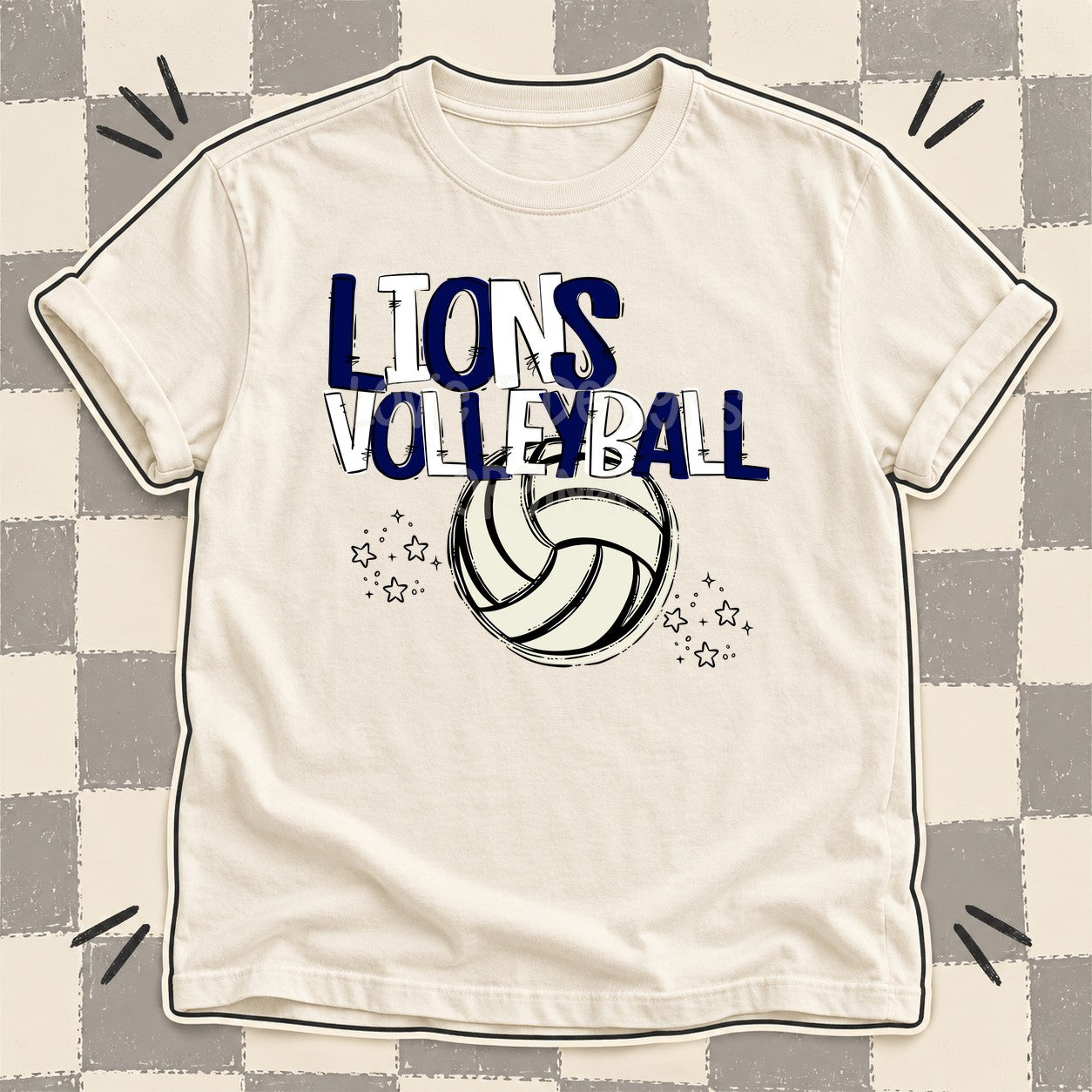 Team Go Volleyball Mascots Lions Navy White design