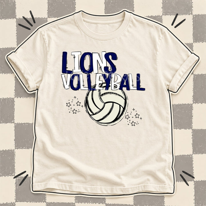 Lions Navy White Team Go Volleyball Mascots DTF transfer mockup