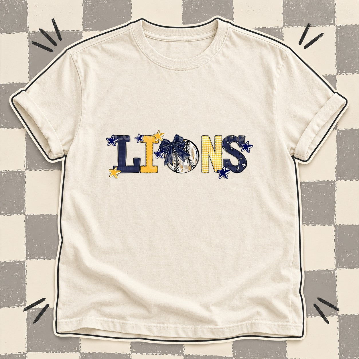 Mixed Doodle Baseball Mascots – Mascot Colors Lions Navy Yellow Gold design