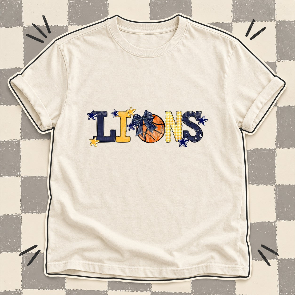 Mixed Doodle Basketball Mascots – Mascot Colors Lions Navy Yellow Gold design