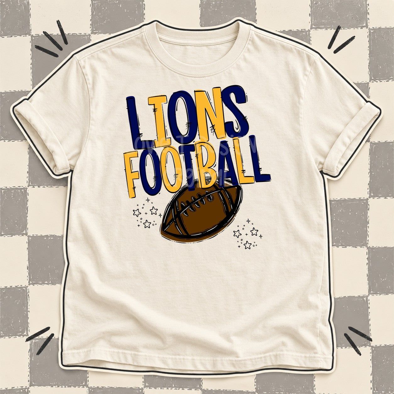 Team Go Football Mascots Lions Navy Yellow Gold design