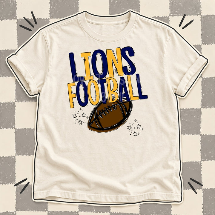 Lions Navy Yellow Gold Team Go Football Mascots DTF transfer mockup