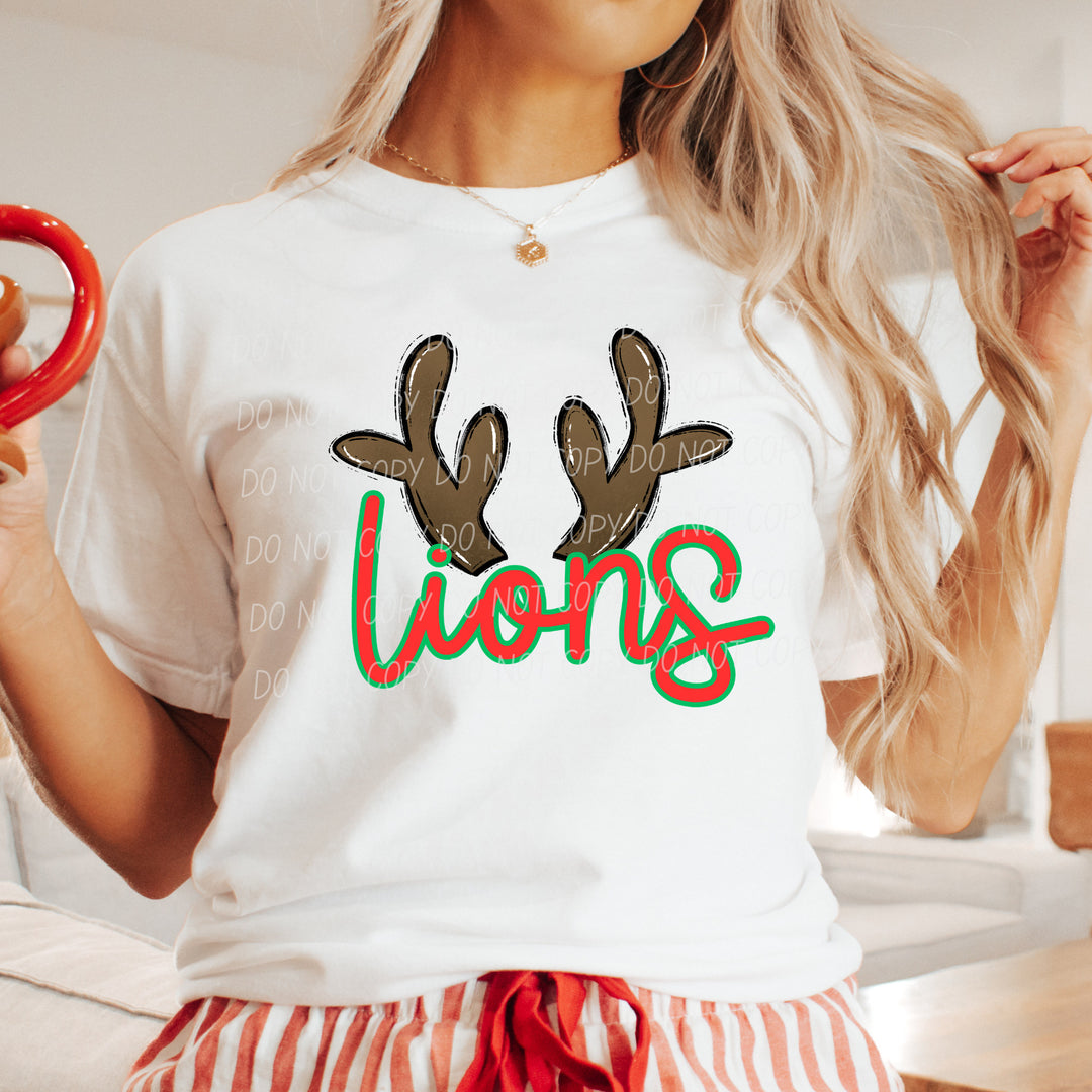 Lions Reindeer mascot DTF transfer