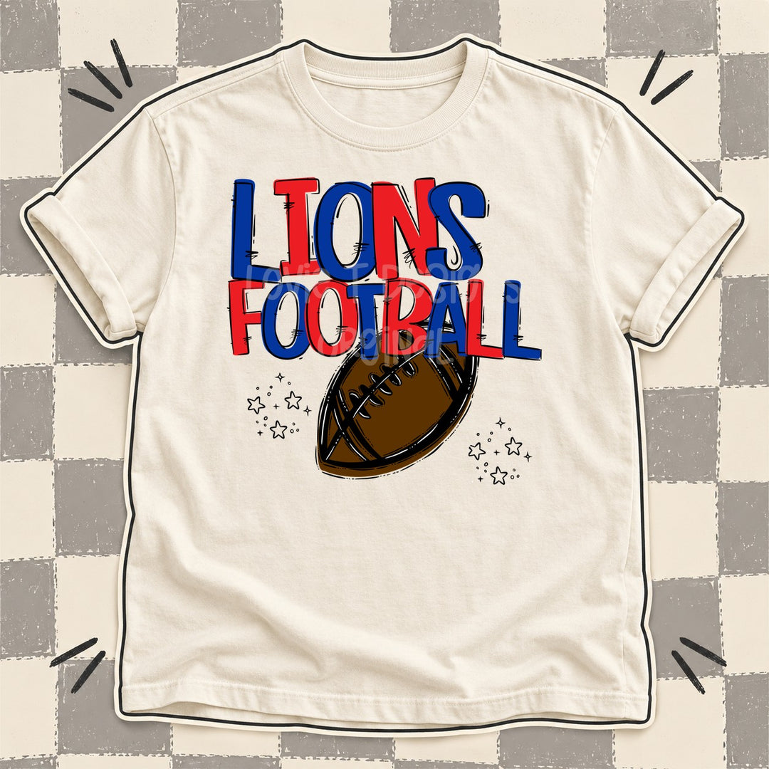 Lions Royal Blue Red Team Go Football Mascots DTF transfer mockup