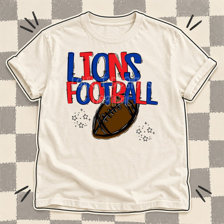 Lions Royal Blue Red Team Go Football Mascots DTF transfer mockup