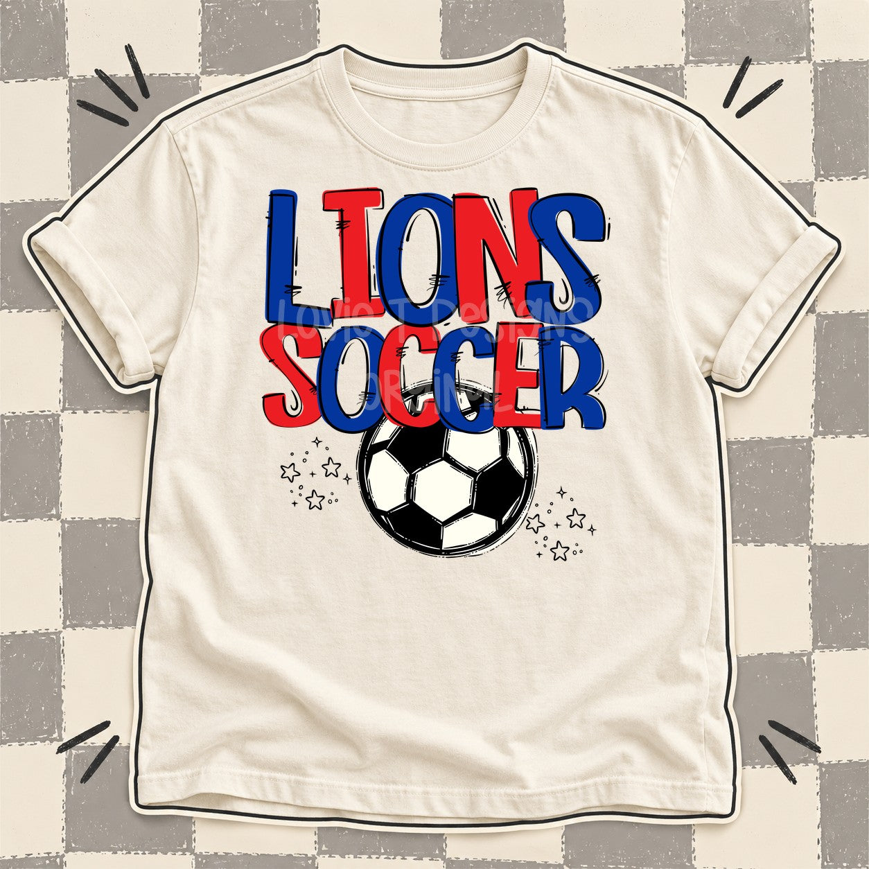 Team Go Soccer Mascots Lions Royal Blue Red design