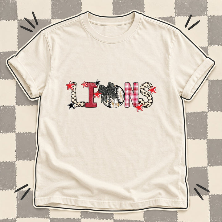 Lions Mixed Doodle Baseball Mascots – Stitched Ballpark DTF transfer mockup