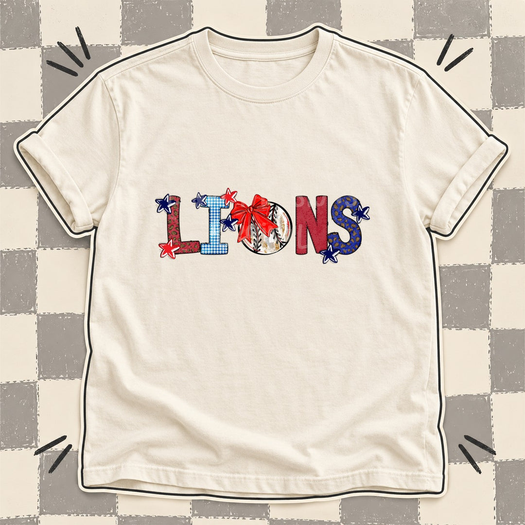 Lions Mixed Doodle Baseball Mascots – Leopard Red Navy DTF transfer mockup