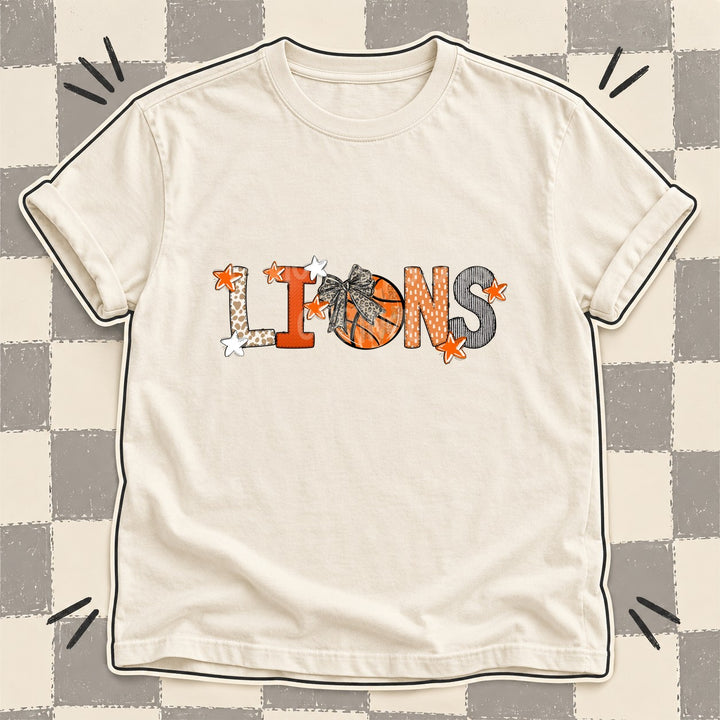 Lions Mixed Doodle Basketball Mascots – Orange and Brown DTF transfer mockup
