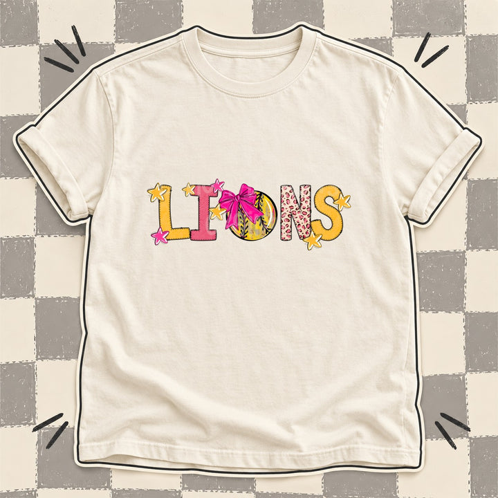 Lions Mixed Doodle Softball Mascots – Stitched Softball DTF transfer mockup