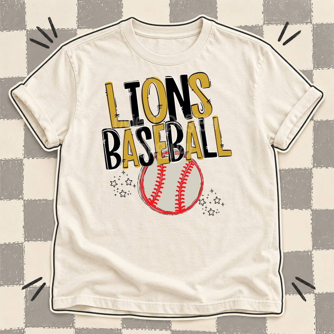 Lions Vegas Gold Black Team Go Baseball Mascots DTF transfer mockup
