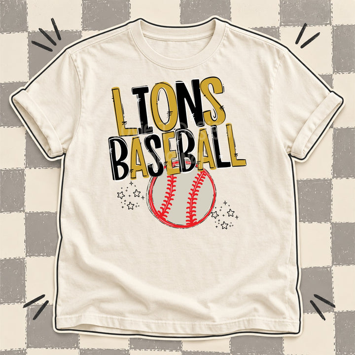 Lions Vegas Gold Black Team Go Baseball Mascots DTF transfer mockup