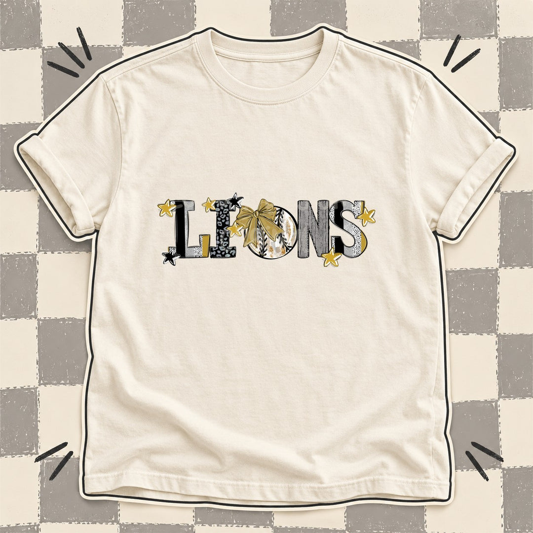 Lions Vegas Gold Black Mixed Doodle Baseball Mascots – Mascot Colors DTF transfer mockup