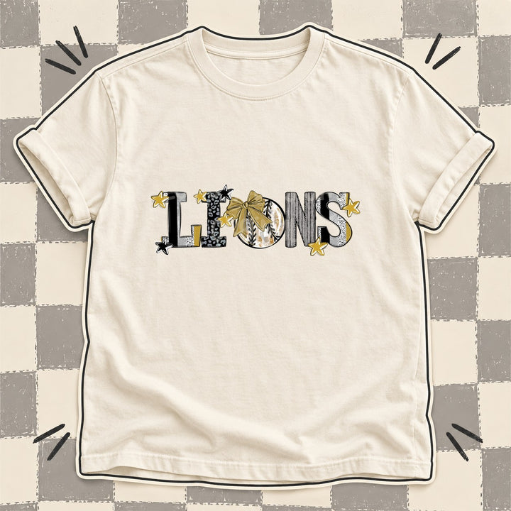 Lions Vegas Gold Black Mixed Doodle Baseball Mascots – Mascot Colors DTF transfer mockup