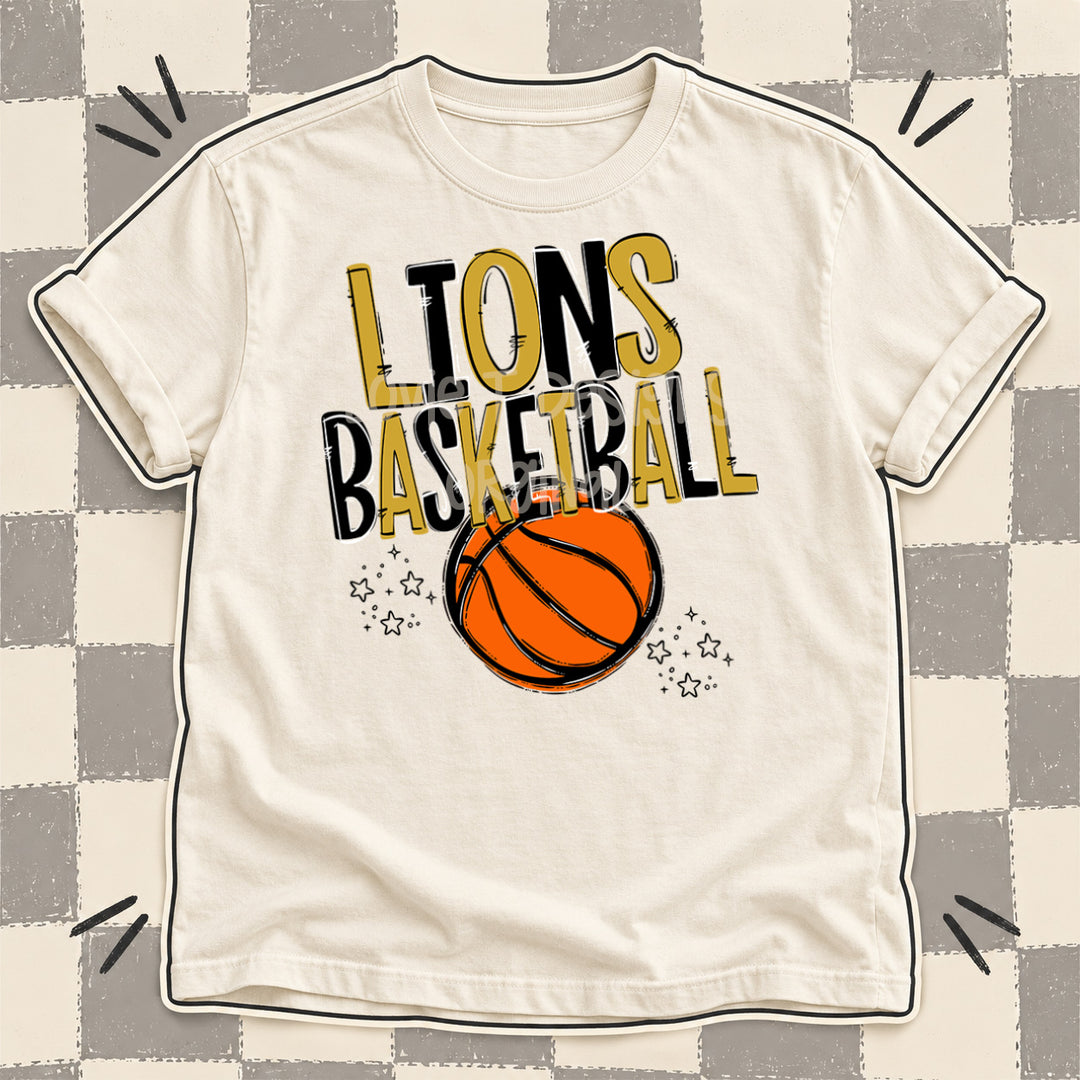 Lions Vegas Gold Black Team Go Basketball Mascots DTF transfer
