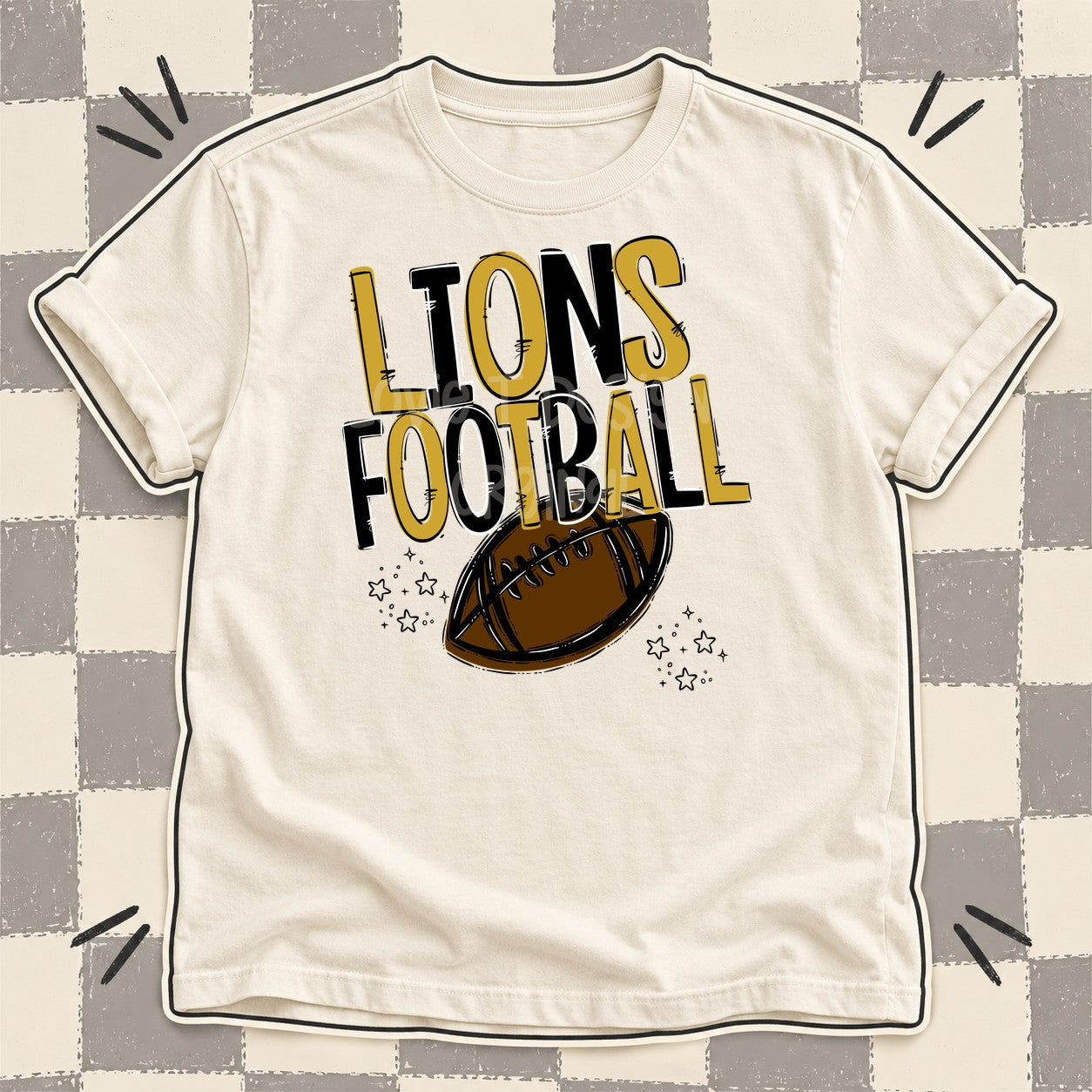 Team Go Football Mascots Lions Vegas Gold Black design