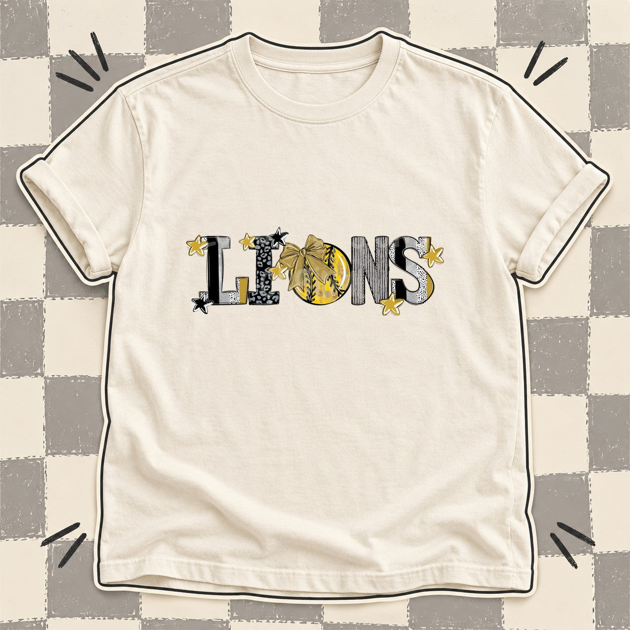 Mixed Doodle Softball Mascots – Mascot Colors Lions Vegas Gold Black design