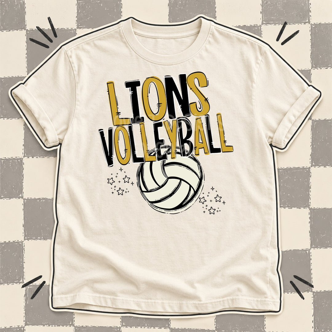 Lions Vegas Gold Black Team Go Volleyball Mascots DTF transfer mockup