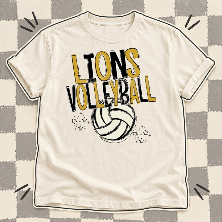Lions Vegas Gold Black Team Go Volleyball Mascots DTF transfer mockup