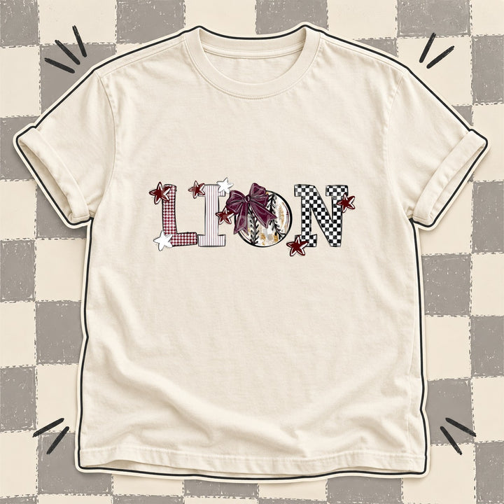 Lion Maroon White Mixed Doodle Baseball Mascots – Mascot Colors DTF transfer mockup