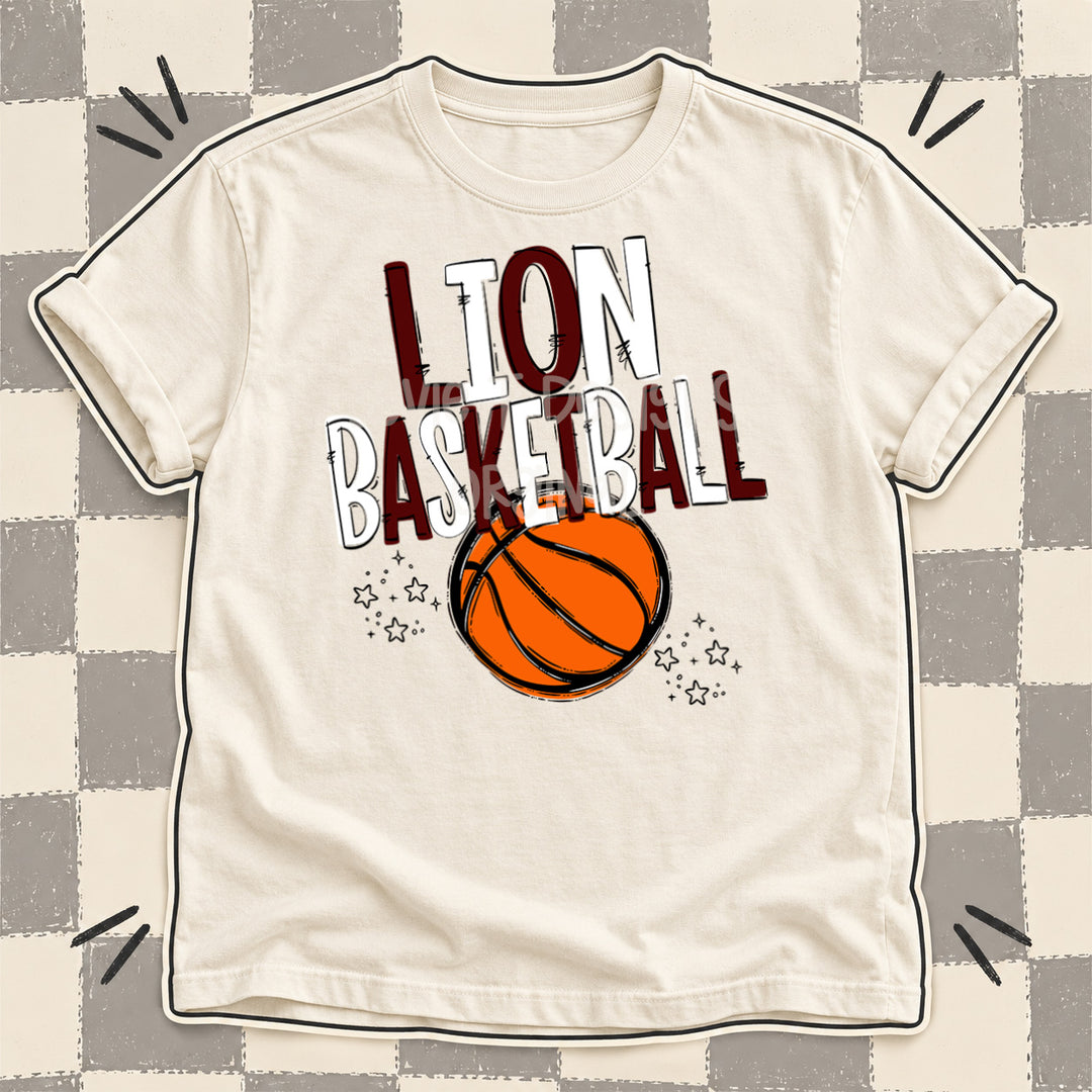 Lion Maroon White Team Go Basketball Mascots DTF transfer