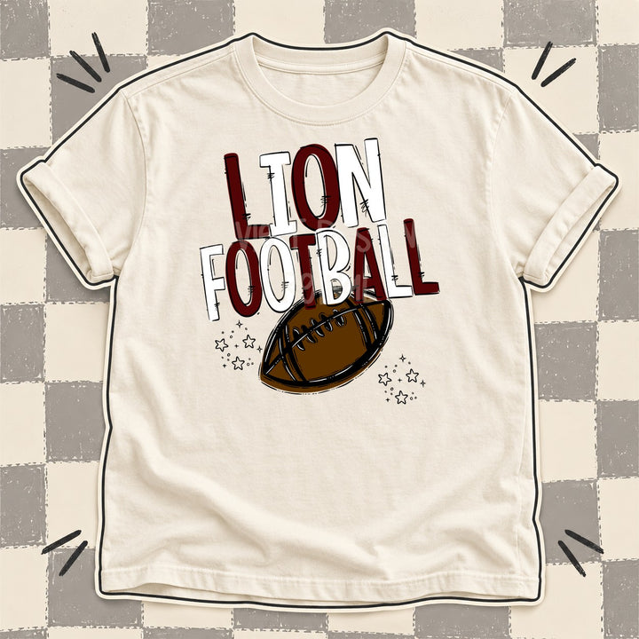 Lion Maroon White Team Go Football Mascots DTF transfer mockup