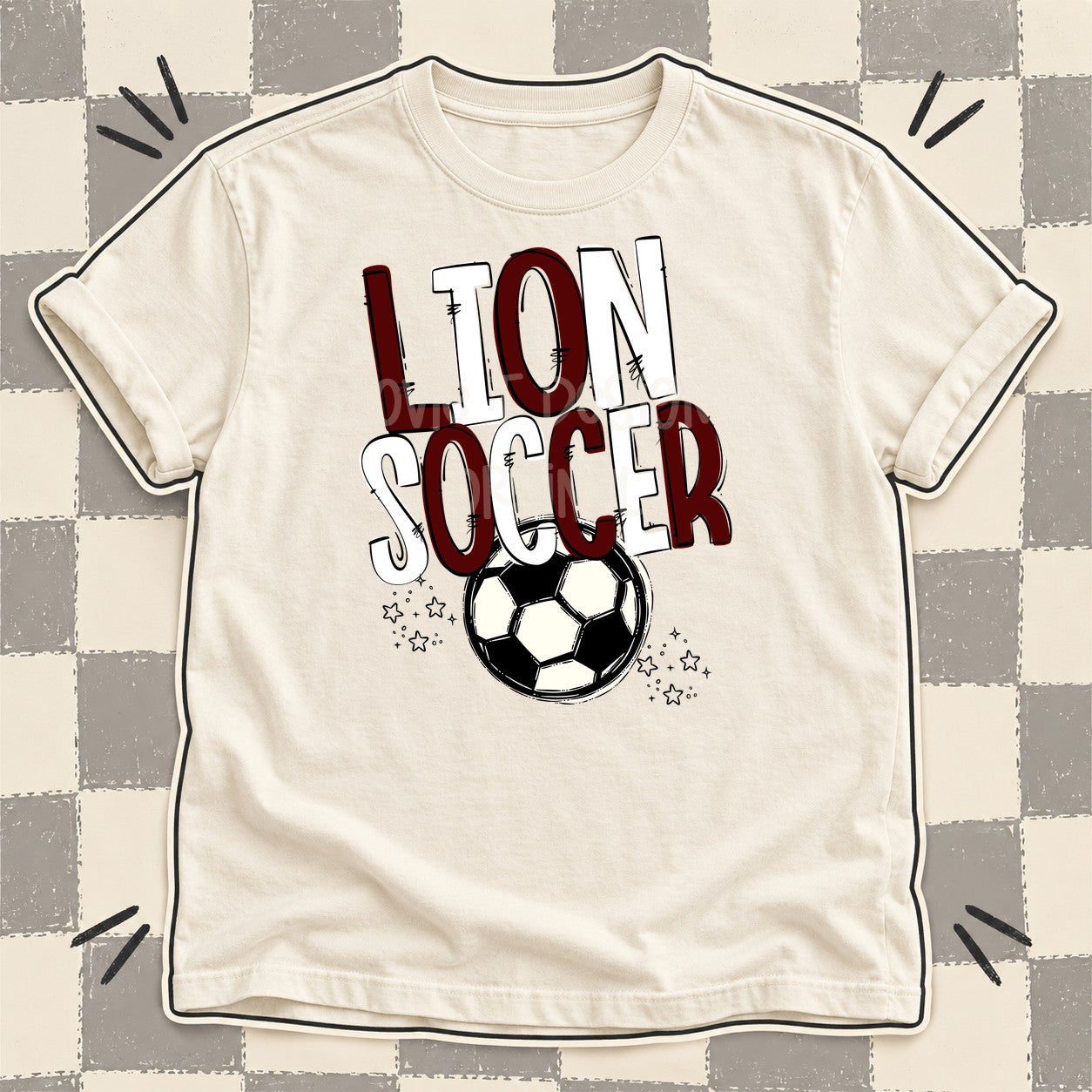 Team Go Soccer Mascots Lion Maroon White design