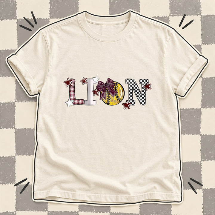 Lion Maroon White Mixed Doodle Softball Mascots – Mascot Colors DTF transfer mockup